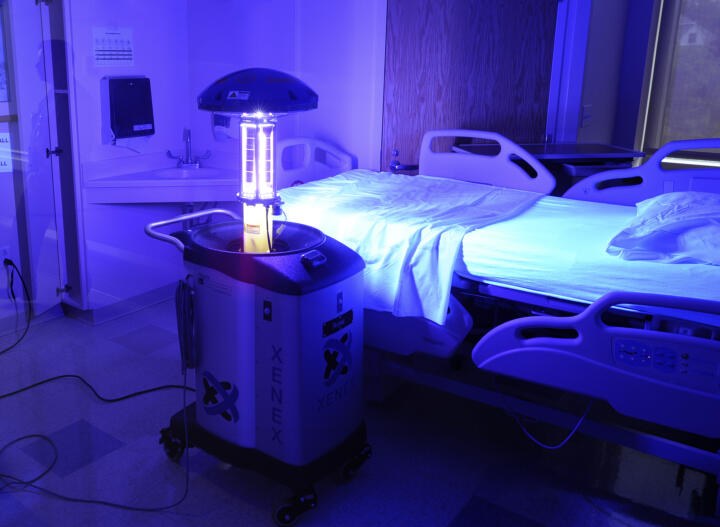 Spick and span: a robot disinfects a hospital room using UV light