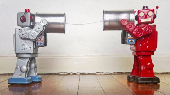 Space travel history: Robotic duo in a dialog